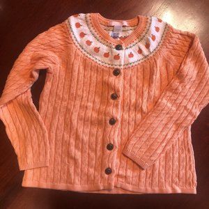 **RARE** JANIE AND JACK GIRLS SIZE 6 ORANGE PUMPKIN CARDIGAN – NWOT